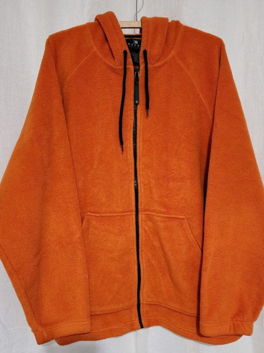 Men's Jacket Hoodie Fleece Full ZIp Orange Size Large